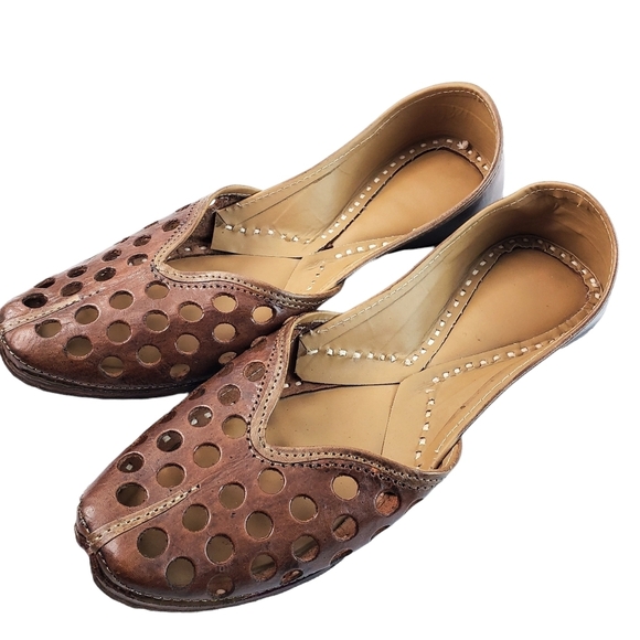 Hand Crafted Brown and Tan Loafers with Perforated Design - Picture 7 of 15